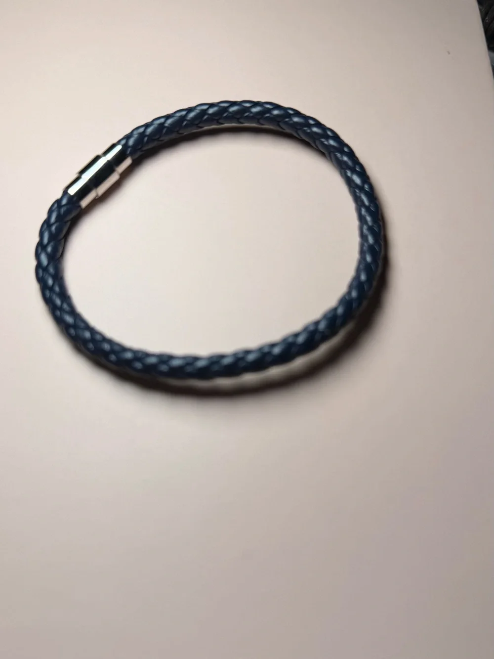 Braided Leather Bracelet in Navy Blue